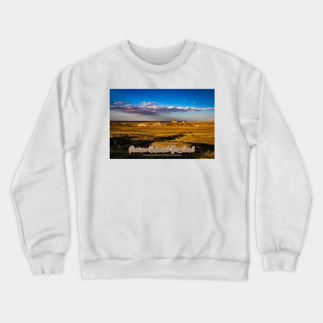 Sunset on the Pawnee Buttes at Pawnee National Grassland Colorado Crewneck Sweatshirt by Gestalt Imagery